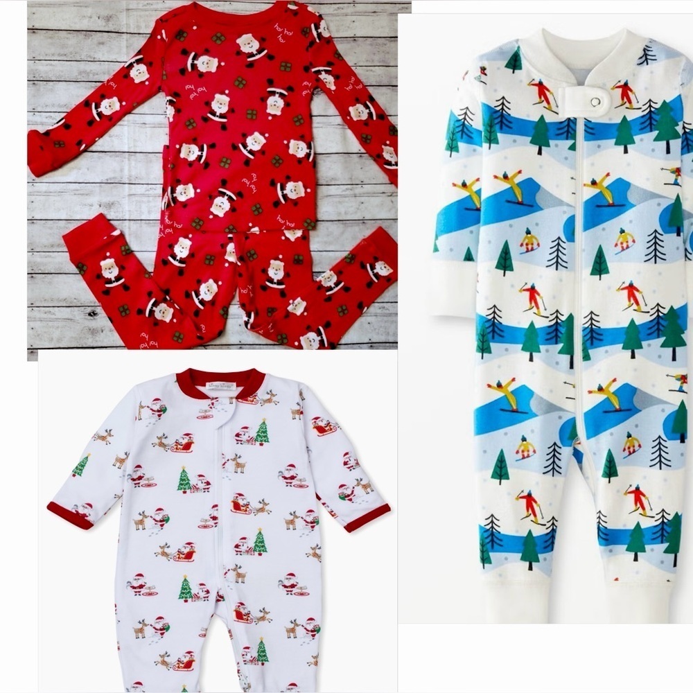 Hanna Anderson Kissy Kissy Little Me Holiday Christmas Pajamas onesies 6-12 mo